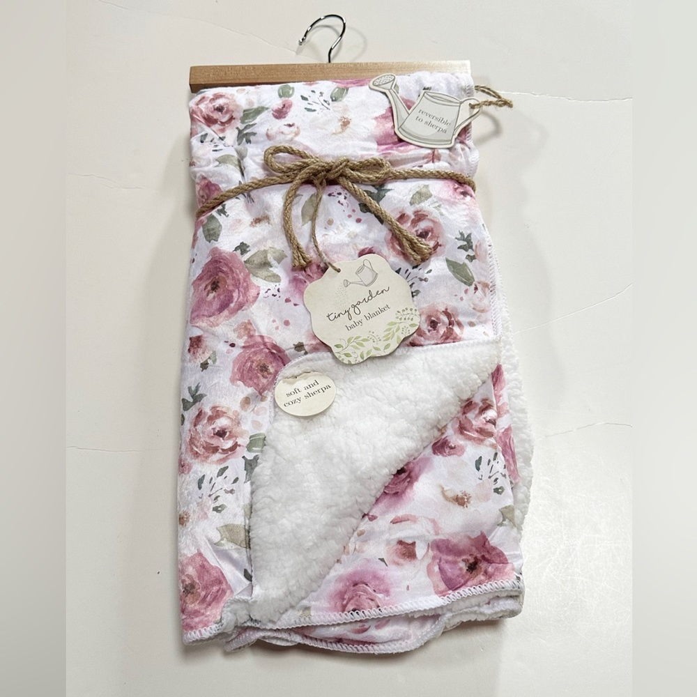 Floral Reversible Sherpa Baby Blanket